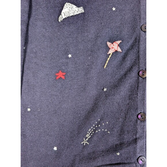 Woman’s Talbots Button Front Cardigan Sweater Size L America July 4 Patriotic - Picture 3 of 12